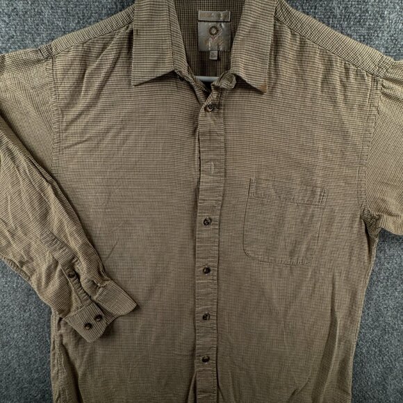 Viyella Cotton Wool Blend Button Up Shirt Men Long Sleeve Houndstooth Size 16 - Picture 2 of 16